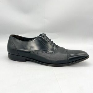 Mezlan Mens 13M‎ Tyson II Oxford Shoes Black Leather Cap Toe Medallion Brogue